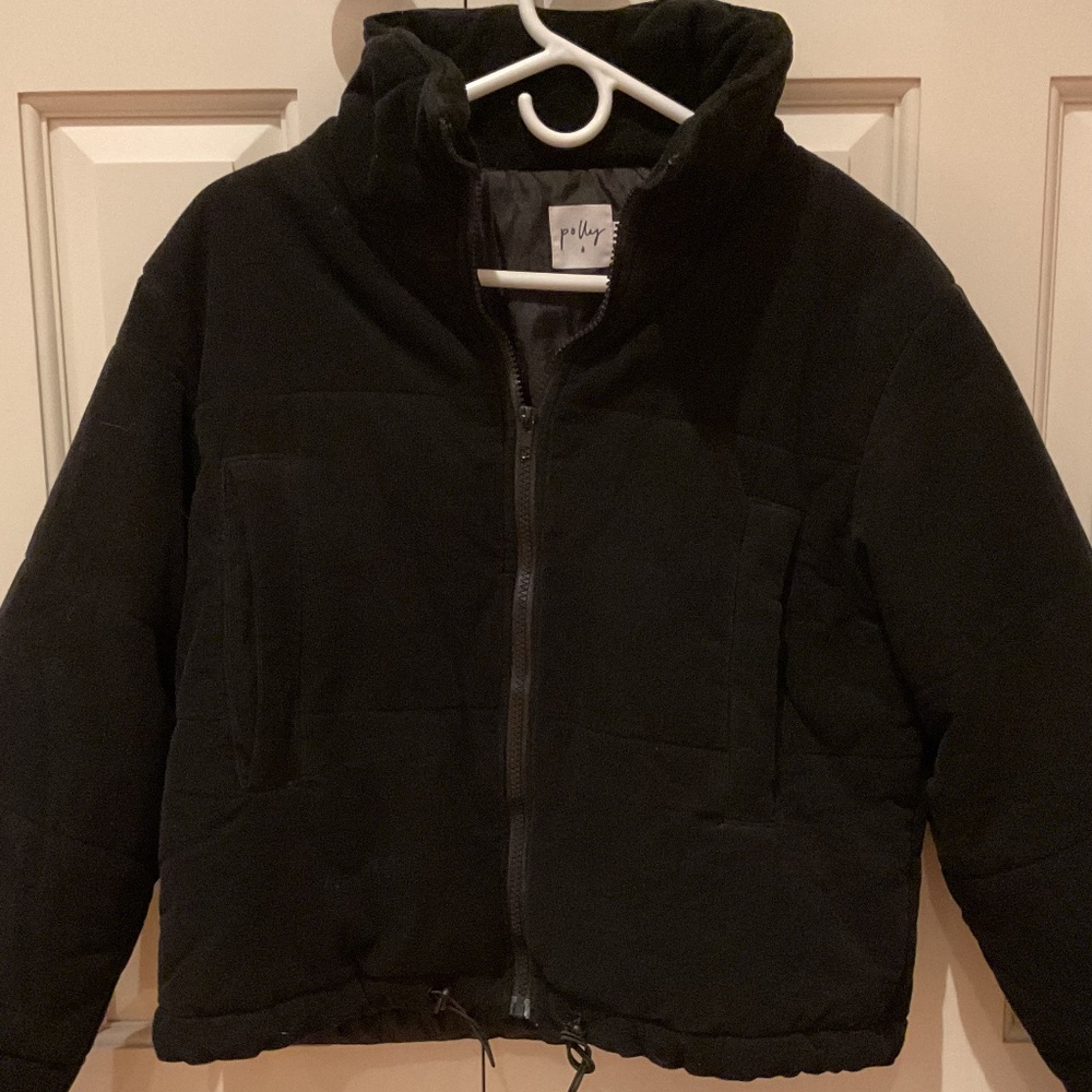 Princess Polly, Corduroy Puffer Jacket, Black, Size 2